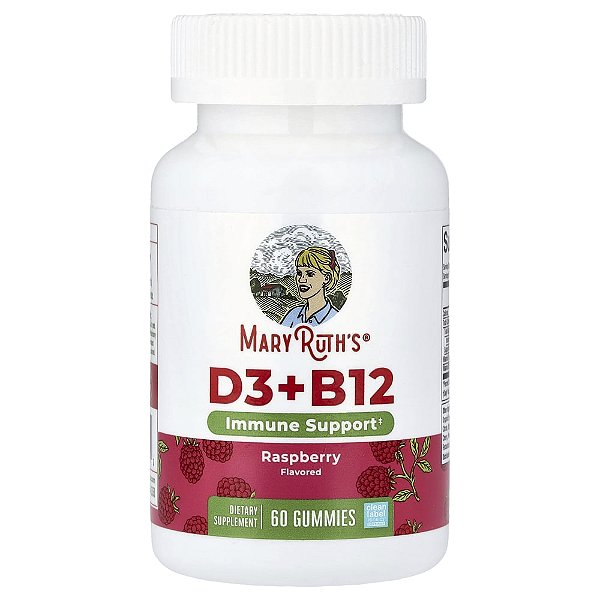Gomas Vitamina D3 + Vitamina B12 Framboesa 60 Gomas - MaryRuth's
