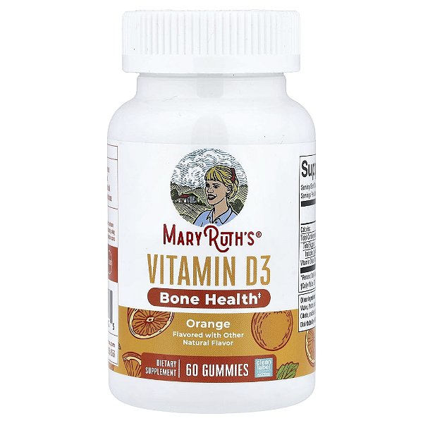 Gomas de Vitamina D3 Laranja 60 Gomas 25 mcg (1000 UI) por Goma) - MaryRuth's