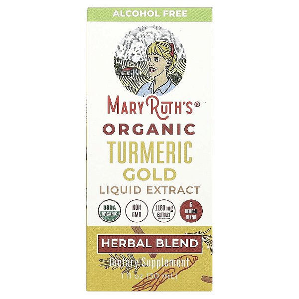 Extrato Líquido de Cúrcuma Gold Orgânica Sem Álcool 1180 mg 30 ml - MaryRuth's