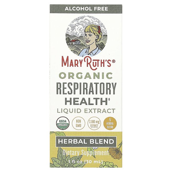 Extrato Líquido Orgânico para a Saúde Respiratória Sem Álcool 1180 mg 30 ml - MaryRuth's