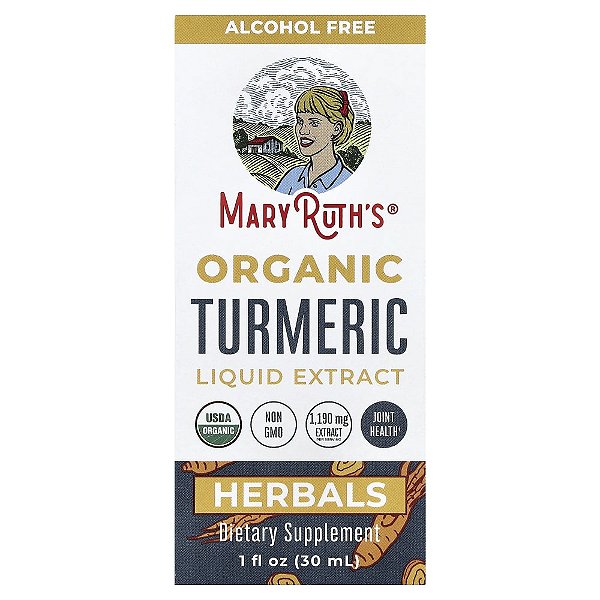 Extrato Líquido de Cúrcuma Orgânica Sem Álcool 1190 mg 30 ml - MaryRuth's