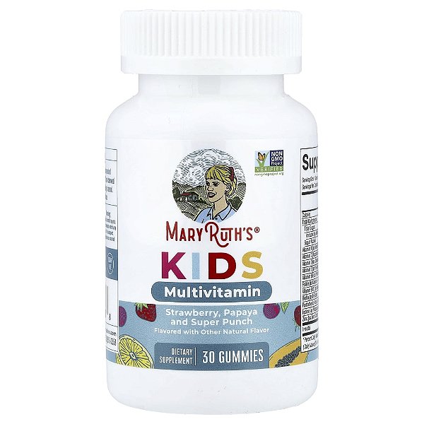 Gomas Multivitamínicas Infantis Morango Mamão e Superponche 30 Gomas - MaryRuth's