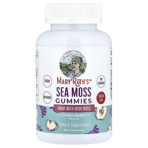 Gomas de Musgo Marinho Maçã Verde 60 Gomas (25 mg por Goma) - MaryRuth's