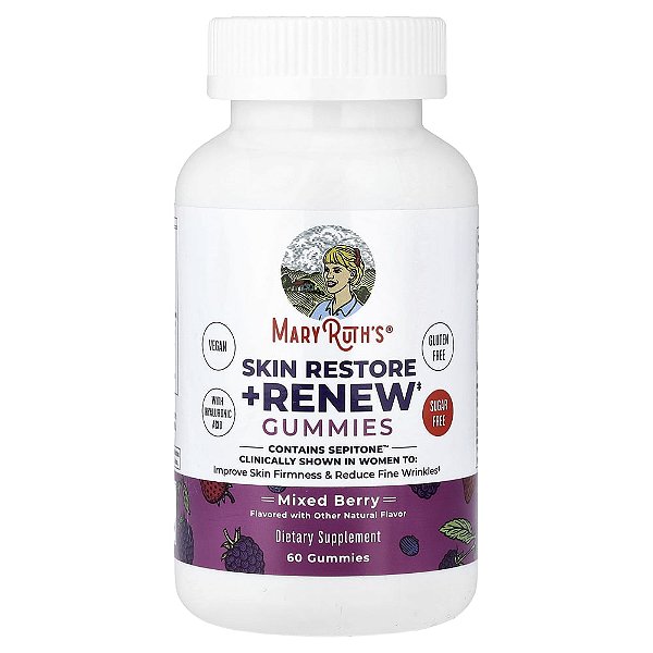 Gomas Pele Restore + Renew Frutos Silvestres Mistos 60 Gomas - MaryRuth's