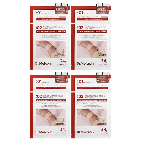 TX-Astaxanthin Máscara de Hidrogel e Creme Clareador 4 Unidades (34 g) - Dr.Melaxin