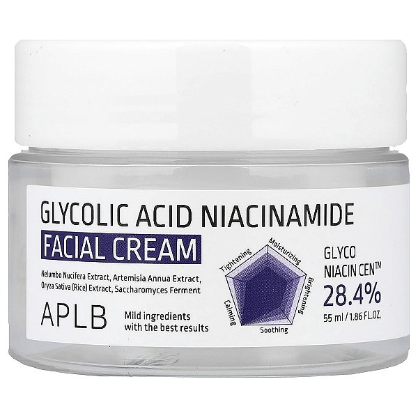 Creme Facial de Niacinamida com Ácido Glicólico 55 ml - APLB