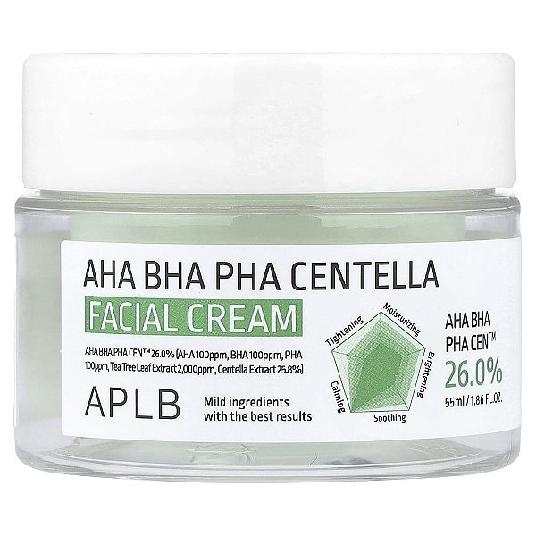 Creme Facial AHA BHA PHA de Centella 55 ml - APLB