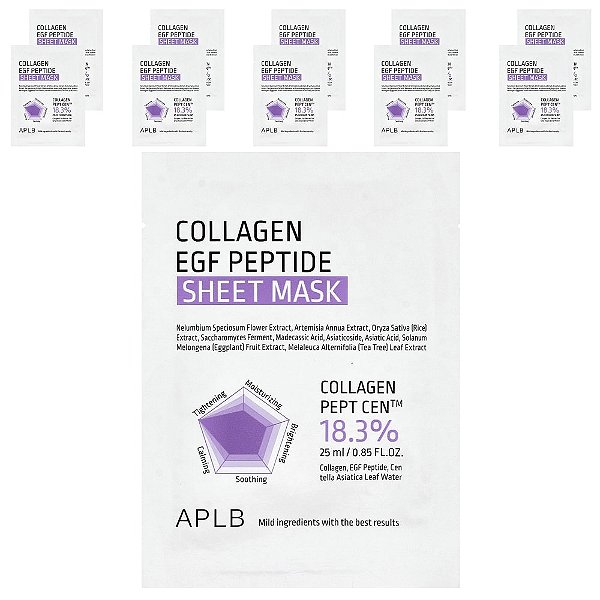 Máscara Facial de Beleza Peptídeos de Colágeno EGF 10 Folhas 25 ml - APLB