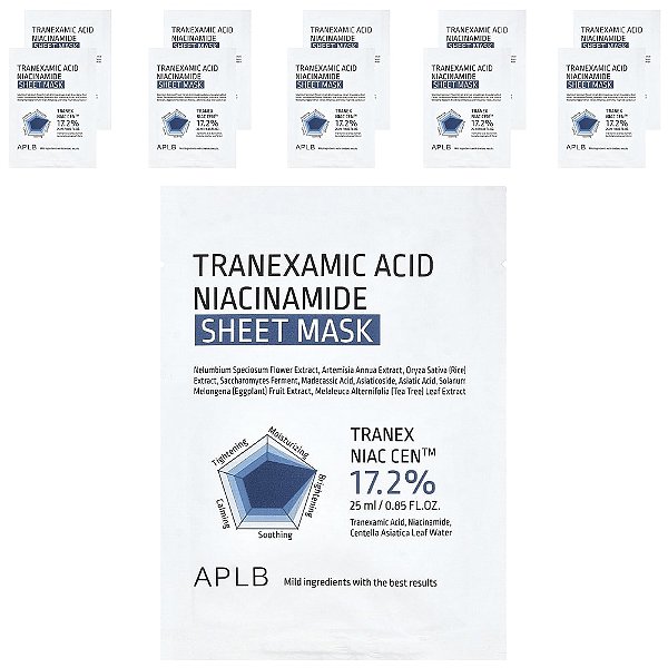 Máscara Facial de Beleza com Ácido Tranexâmico 10 Folhas 25 ml - APLB