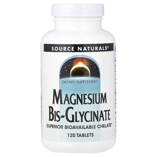 Bis-Glicinato de Magnésio 120 Comprimidos - Source Naturals