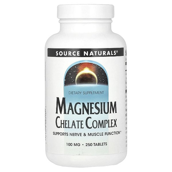 Quelato de Magnésio Complexo 100 mg 250 Comprimidos - Source Naturals