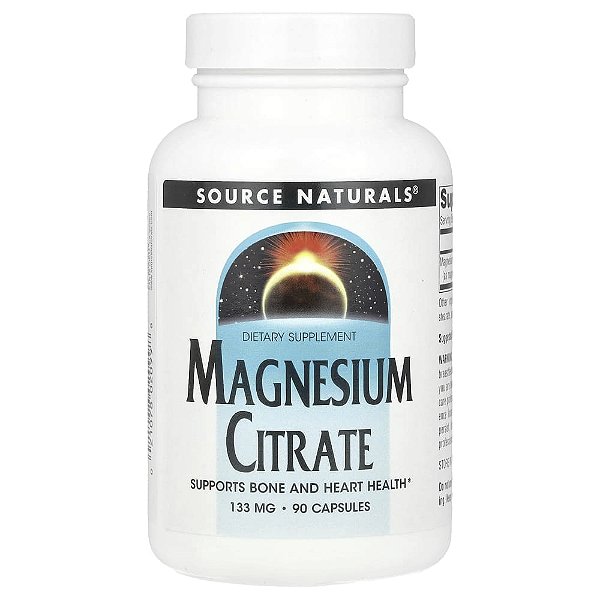 Citrato de Magnésio 133 mg 90 Cápsulas - Source Naturals