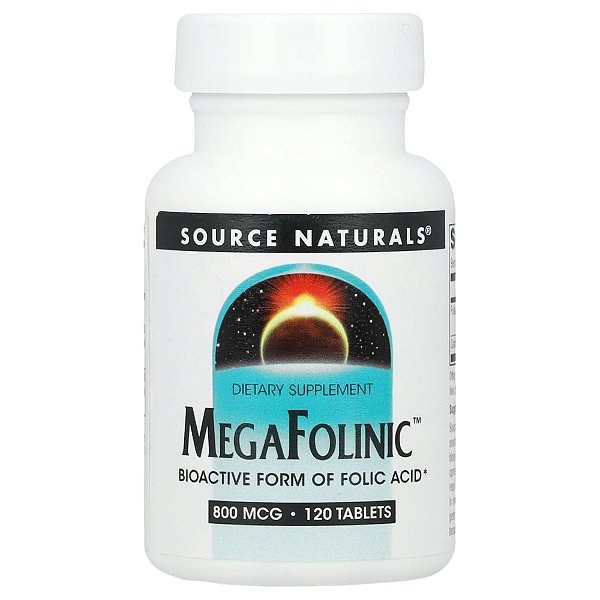 MegaFolinic 800 mcg 120 Comprimidos - Source Naturals