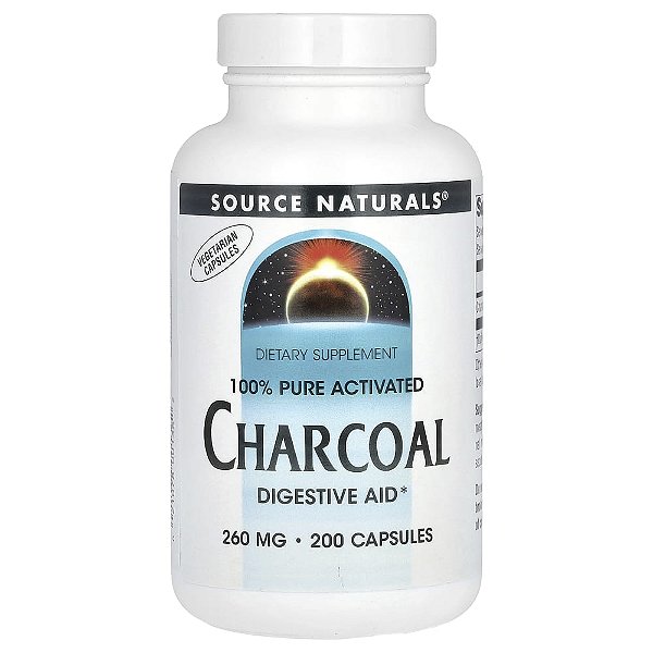 Carvão Ativado 100% Puro 260 mg 200 Cápsulas - Source Naturals