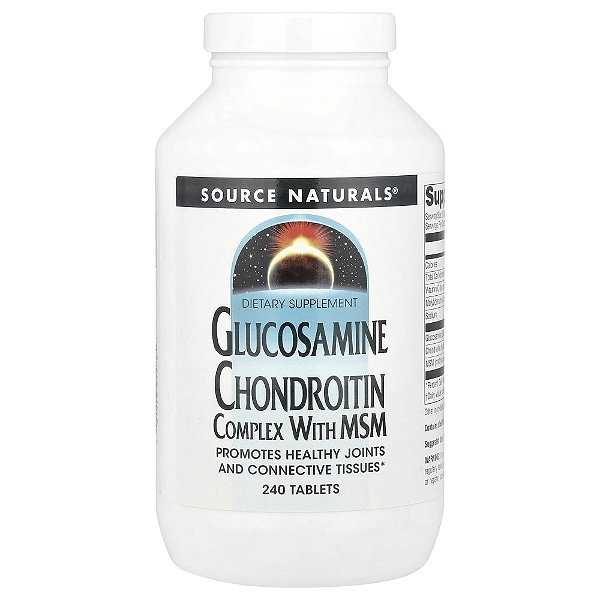 Complexo de Glicosamina e Condroitina com MSM 240 Comprimidos - Source Naturals