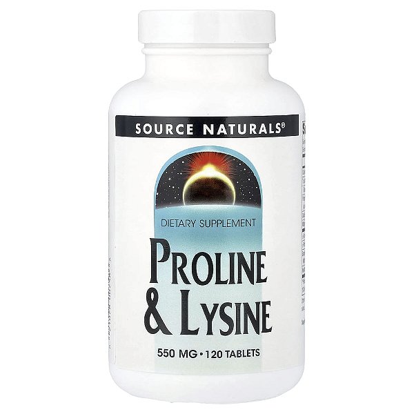 Prolina e Lisina 120 Comprimidos - Source Naturals