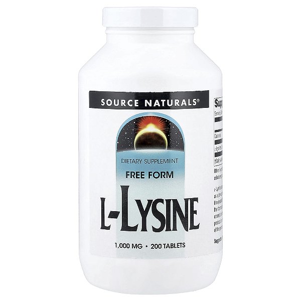 L-Lisina 1.000 mg 200 Comprimidos - Source Naturals
