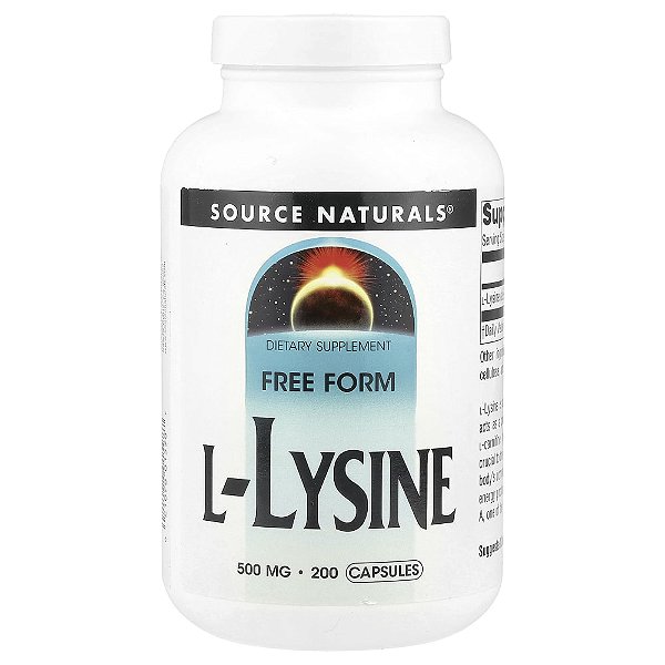 L-Lisina 500 mg 200 Cápsulas - Source Naturals