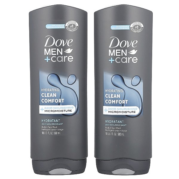 Sabonete Líquido Corpo e Rosto Men+Care Clean Comfort 2 Unidades de 532 ml - Dove