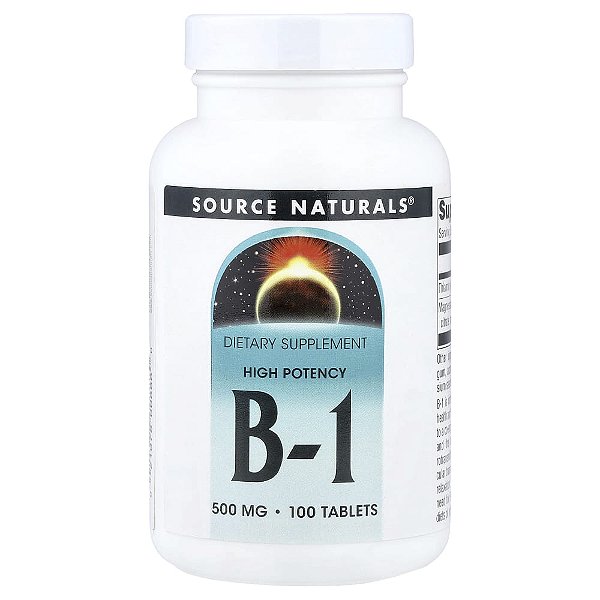 Vitamina B1 Alta Potência 500 mg 100 Comprimidos - Source Naturals