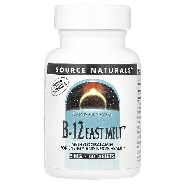 Vitamina B12 Fast Melt 5.000 mcg 60 Comprimidos Sublinguais - Source Naturals