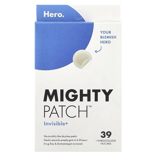 Adesivo Hidrocoloide para Acne Mighty Patch Invisible+ 39 Adesivos - Hero Cosmetics