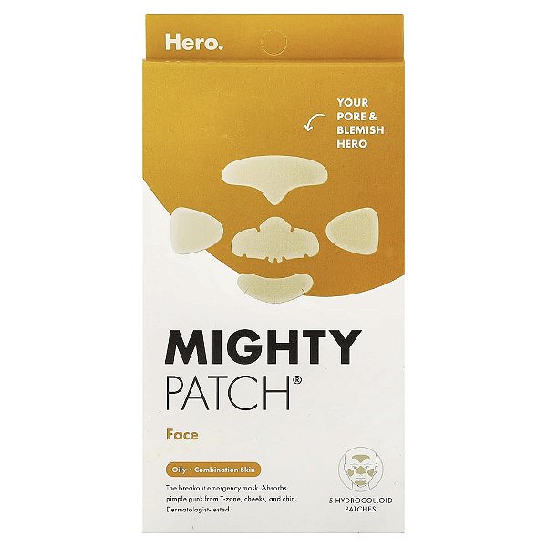 Adesivo Hidrocoloide para Rosto Todo Mighty Patch Face 5 Adesivos - Hero Cosmetics