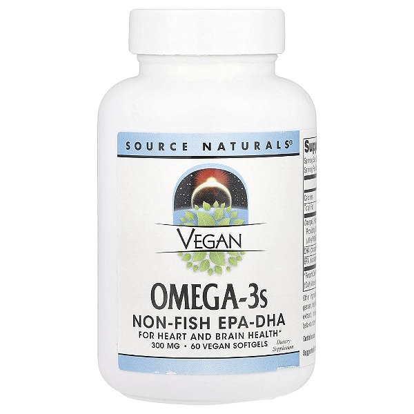 Ômega-3 Vegano EPA e DHA 300 mg 60 Softgels Veganas - Source Naturals