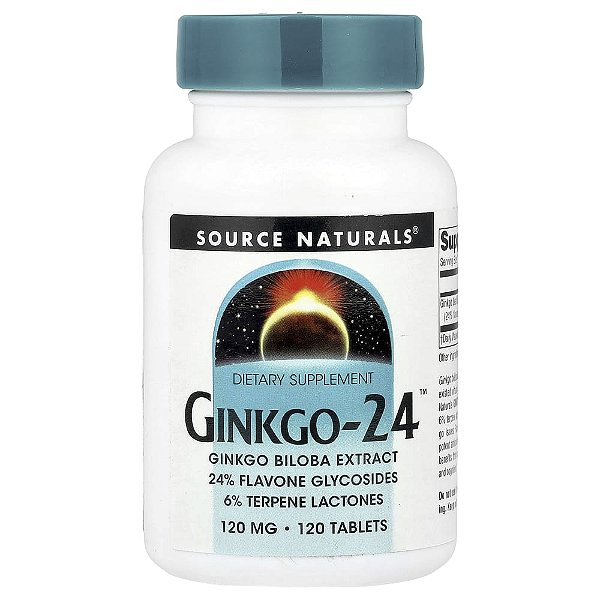 Ginkgo-24 Extrato de Ginkgo Biloba 120 mg 120 Comprimidos - Source Naturals