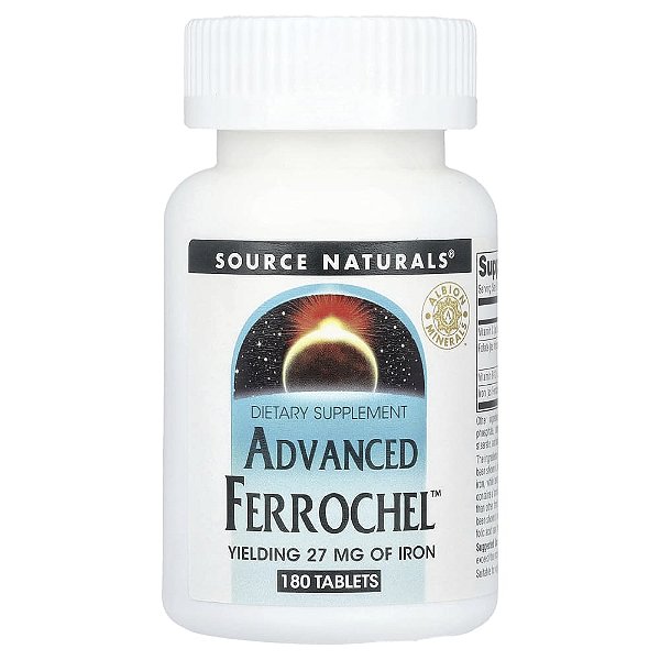 Ferro Quelado Ferrochel Avançado 180 Comprimidos - Source Naturals