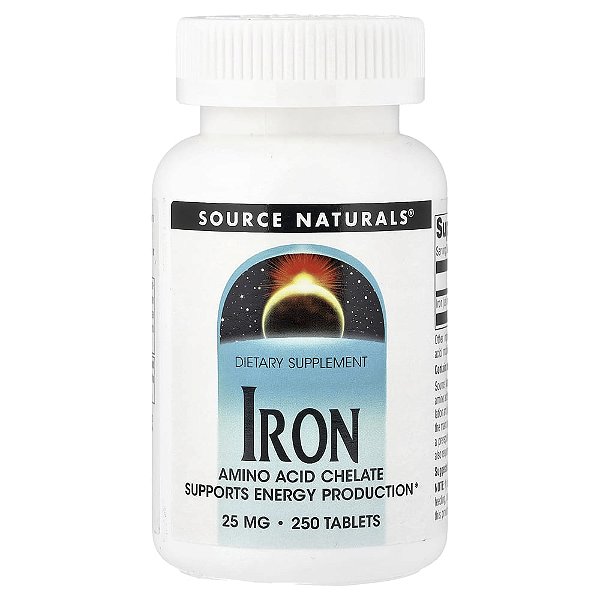 Ferro Quelado 25 mg 250 Comprimidos - Source Naturals