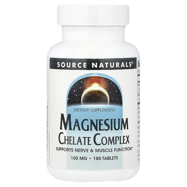 Complexo de Magnésio Quelado 100 mg 100 Comprimidos - Source Naturals