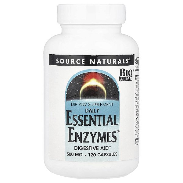 Enzimas Digestivas Essential Enzymes 500 mg 120 Cápsulas - Source Naturals