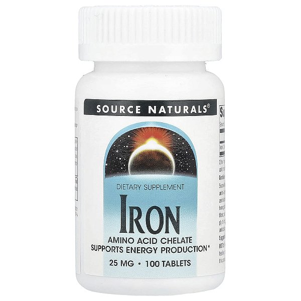 Ferro 25 mg 100 Comprimidos - Source Naturals