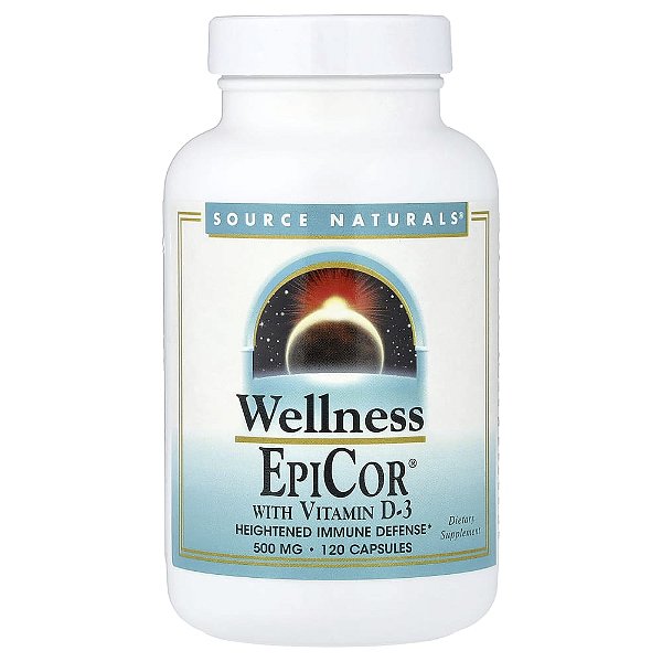 EpiCor com Vitamina D3 500 mg 120 Cápsulas - Source Naturals