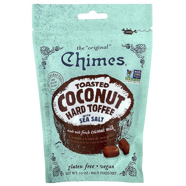 Toffee Duro de Coco Torrado com Sal Marinho 100 g - Chimes