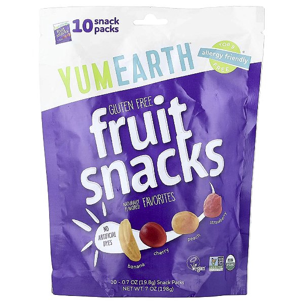 Lanches de Frutas Sem Glúten Favoritos 10 Pacotes 20 g Cada - YumEarth