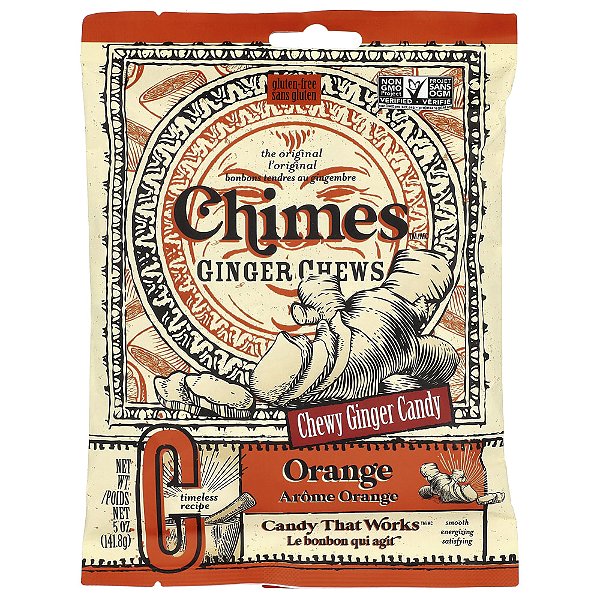 Balas Mastigáveis de Gengibre Laranja 142 g - Chimes