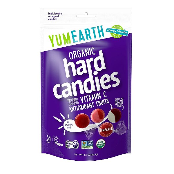 Balas Duras de Vitamina C Orgânica Frutas Antioxidantes 94 g - YumEarth