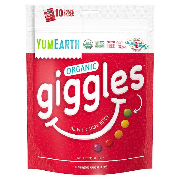 Gomas Organic Giggles 10 Pacotes de Lanche 14 g Cada - YumEarth