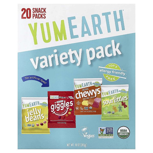 Embalagem Variada 20 Pacotes 14 g Cada - YumEarth