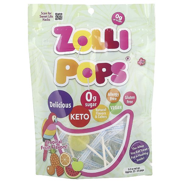 Pirulitos para Dentes Limpos Frutas Tropicais 147 g - Zollipops