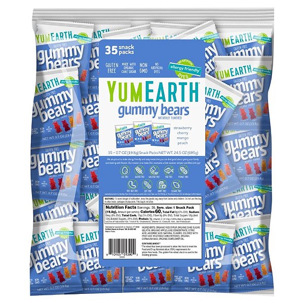 Ursinhos de Goma Sortidos 35 Pacotes de Lanche 20 g Cada - YumEarth