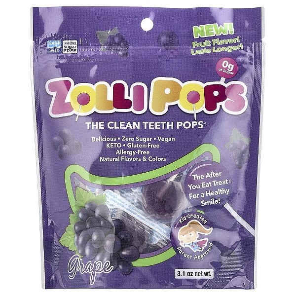 Os Pirulitos para Dentes Limpos Uva 15 ZolliPops 87 g - Zollipops