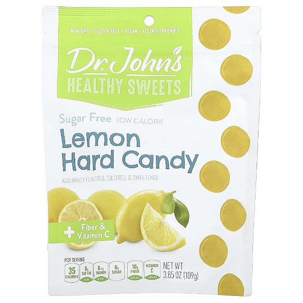 Bala Dura de Limão + Fibra e Vitamina C Sem Açúcar 109 g - Dr. John's Healthy Sweets