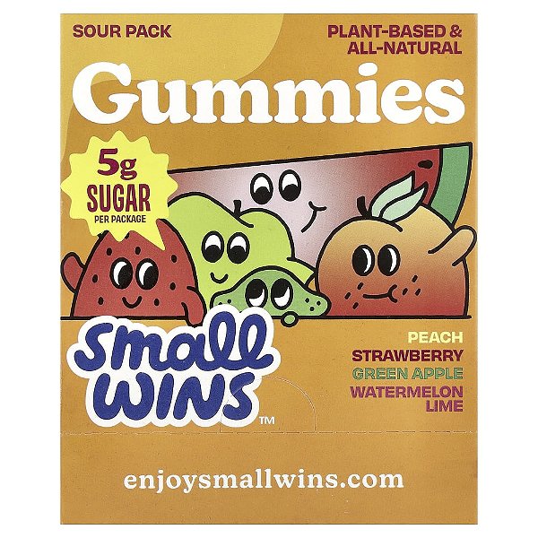 Gomas Sabor Amargo Pêssego Morango Maçã Verde Melancia-Limão 6 Pacotes 50 g Cada - Enjoy Small Wins