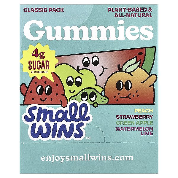 Gomas Pacote Clássico Pêssego Morango Maçã Verde Melancia Limão Taiti 6 Pacotes 50 g Cada - Enjoy Small Wins