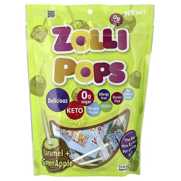 Pirulitos para Dentes Limpos Maçã Verde Caramelo Aprox. 23-25 Pops 147 g - Zollipops