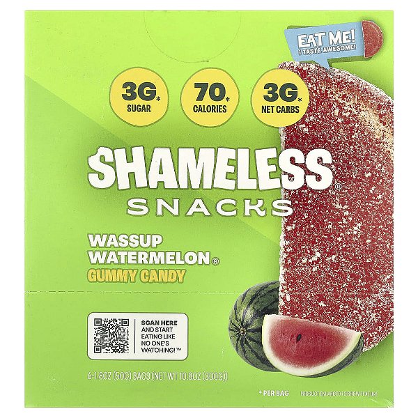 Wassup Watermelon Goma 6 Sacos 50 g Cada - Shameless Snacks