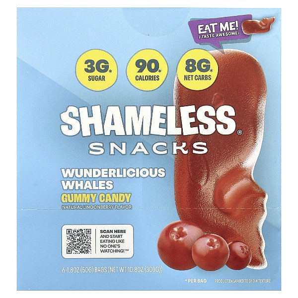 Gomas Baleias Wunderlicious 6 Sacos 50 g Cada - Shameless Snacks